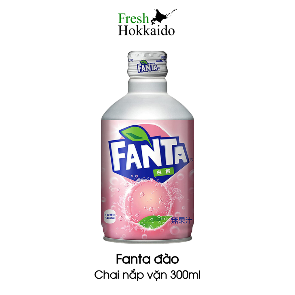 (Sỉ inbox) Nước ngọt trái cây có gas Fanta Nhật Bản dạng mini lon, nắp vặn, chai vị cam nho đào 300ml 