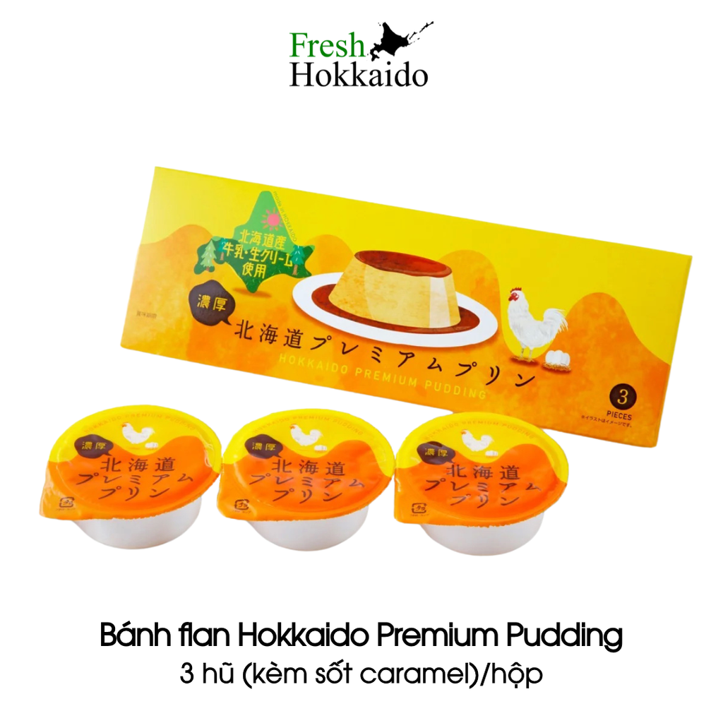 Bánh Flan Hokkaido Nhật Bản, pudding trứng sữa cao cấp thơm ngon đậm đà, quà tặng, biếu lễ tết an toàn cho sức khoẻ