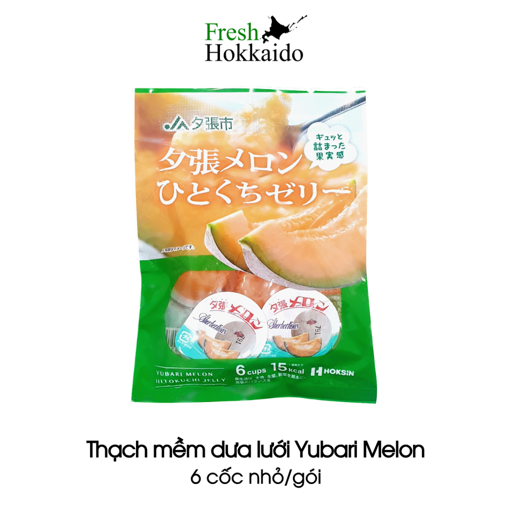 Thạch rau câu mềm dưa lưới Yubari melon jelly Hoksin (Dạng cốc nhỏ) – Túi 6 cái