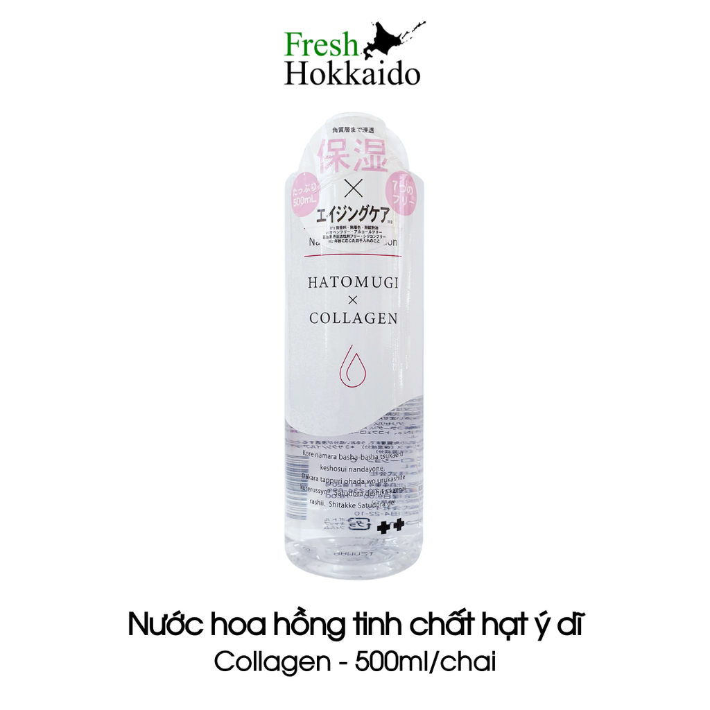 [SATSUDORA] Nước hoa hồng tinh chất hạt ý dĩ – Collagen – Chai 500ml