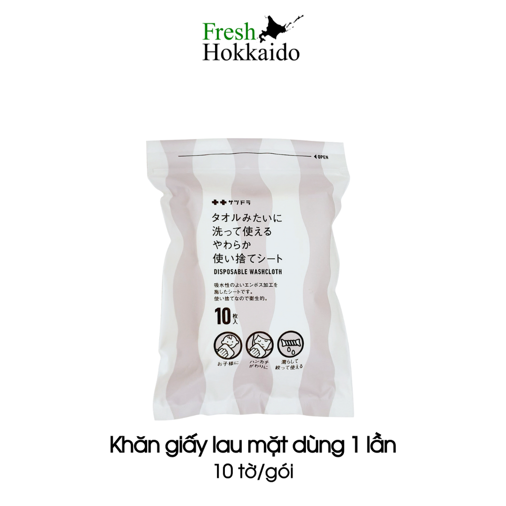 [SATSUDORA] Khăn giấy lau mặt dùng 1 lần – Gói 10 tờ