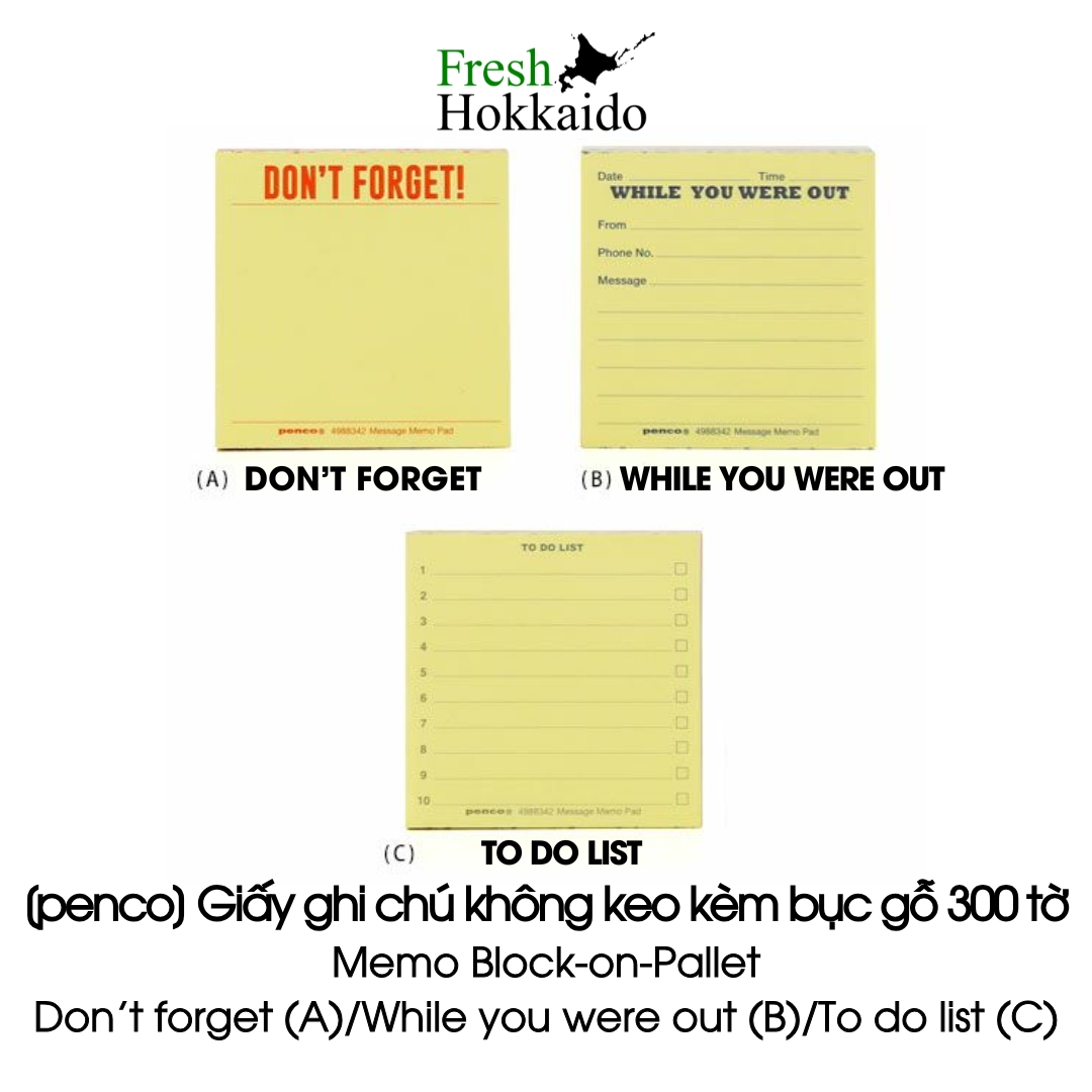 [Penco] Giấy ghi chú không keo kèm bục gỗ - Memo Block-on-Pallet - Lốc 300 tờ