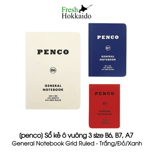 [penco] Sổ kẻ ô các size B6/B7/A7 - General Notebook Grid Ruled