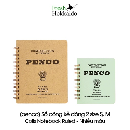 [penco] Sổ còng kẻ dòng các size S/M - Coils Notebook Ruled
