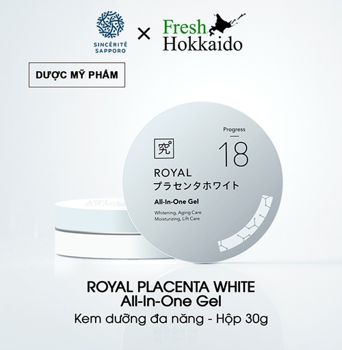 [26952943423] [Sincérité Sapporo] Kem dưỡng da đa năng Royal Placenta White All-in-one Gel 6 trong 1 - Hộp 30g